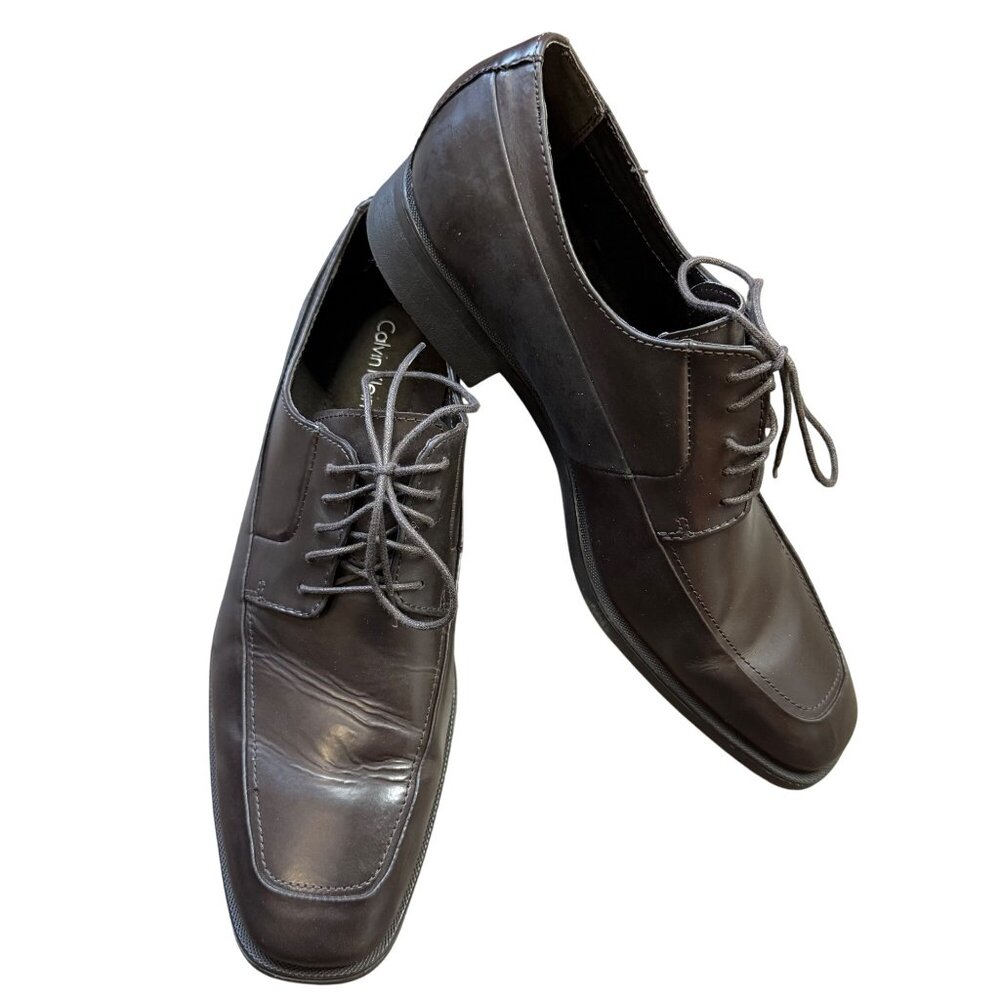 Calvin Klein Leather‎ Oxford Dress Shoes Men's Size 11M Elroy Derby Formal Brown